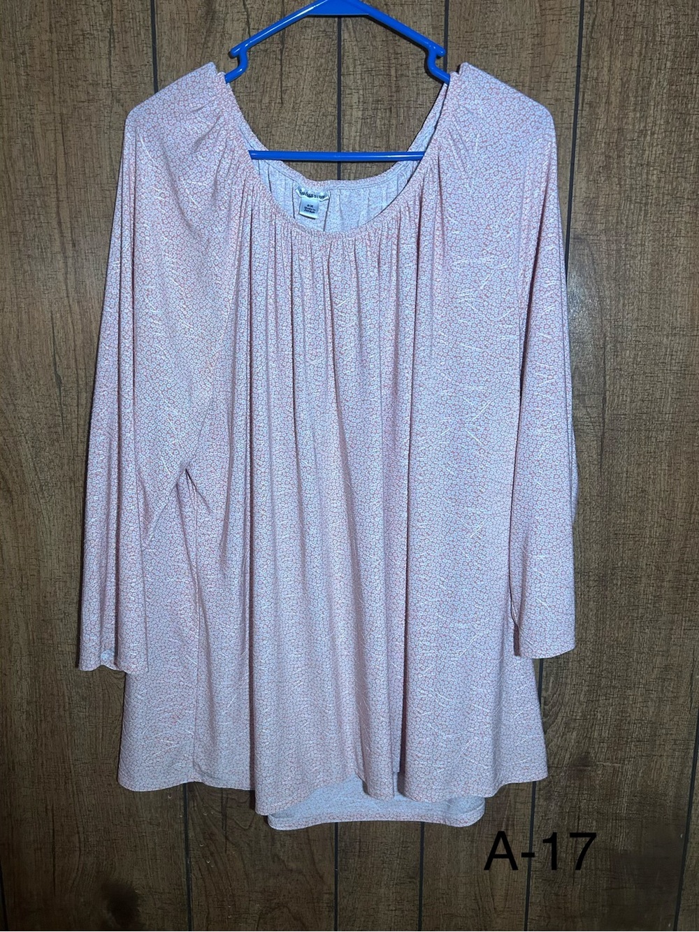 Croft & Barrow Women’s 2X Peach White Print Stretch 3/4 Sleeve Top